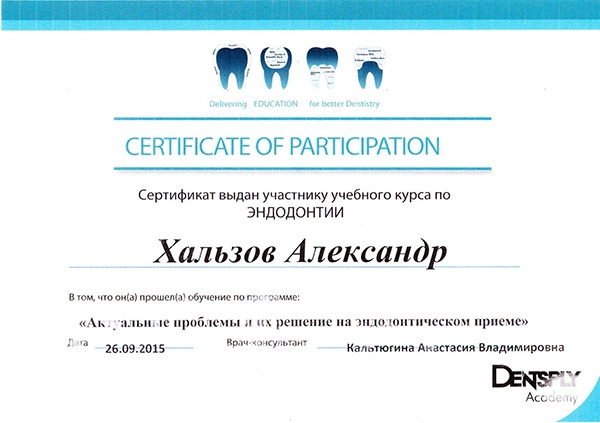Хальзов Александр Николаевич врач стоматолог-терапевт